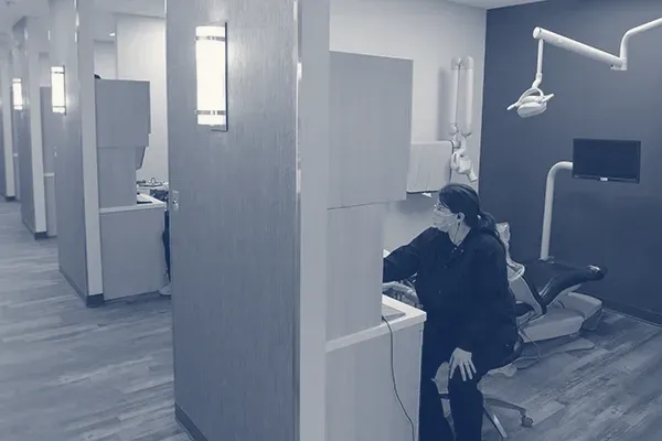 A hallway between treatment rooms at Town Center Dental